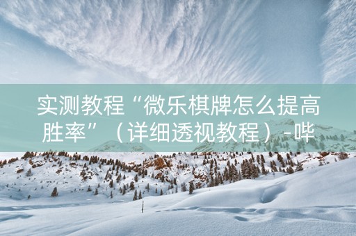 实测教程“微乐棋牌怎么提高胜率”（详细透视教程）-哔哩哔哩