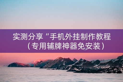 实测分享“手机外挂制作教程（专用辅牌神器免安装）