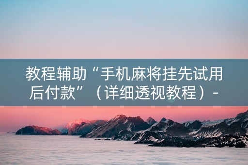 教程辅助“手机麻将挂先试用后付款”（详细透视教程）-哔哩哔哩