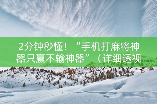 2分钟秒懂！“手机打麻将神器只赢不输神器”（详细透视教程）-哔哩哔哩