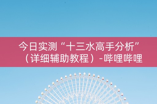 今日实测“十三水高手分析”（详细辅助教程）-哔哩哔哩