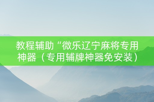 教程辅助“微乐辽宁麻将专用神器（专用辅牌神器免安装）