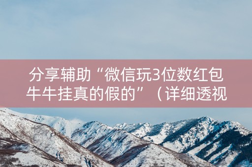 分享辅助“微信玩3位数红包牛牛挂真的假的”（详细透视教程）-哔哩哔哩