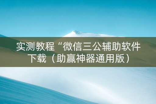 实测教程“微信三公辅助软件下载（助赢神器通用版）