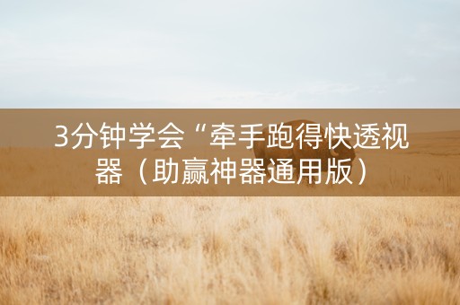 3分钟学会“牵手跑得快透视器（助赢神器通用版）