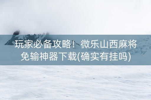 玩家必备攻略！微乐山西麻将免输神器下载(确实有挂吗)
