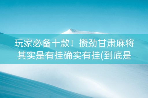 玩家必备十款！攒劲甘肃麻将其实是有挂确实有挂(到底是不是有挂)