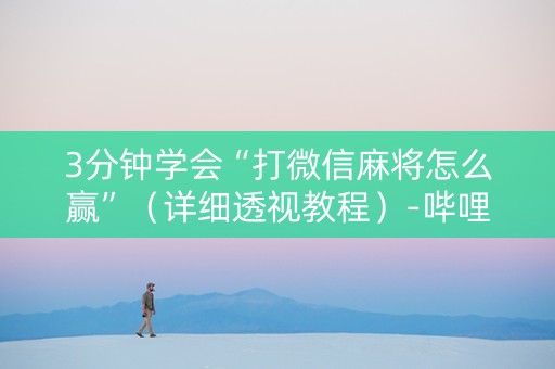 3分钟学会“打微信麻将怎么赢”（详细透视教程）-哔哩哔哩