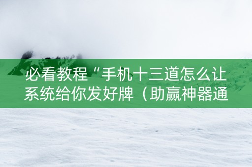 必看教程“手机十三道怎么让系统给你发好牌（助赢神器通用版）