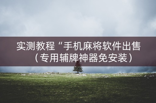 实测教程“手机麻将软件出售（专用辅牌神器免安装）