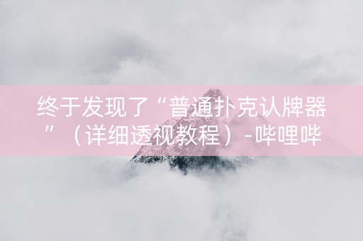 终于发现了“普通扑克认牌器”（详细透视教程）-哔哩哔哩