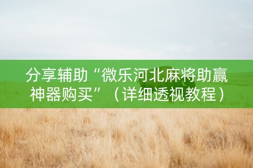 分享辅助“微乐河北麻将助赢神器购买”（详细透视教程）-哔哩哔哩