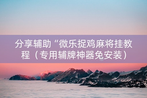 分享辅助“微乐捉鸡麻将挂教程（专用辅牌神器免安装）