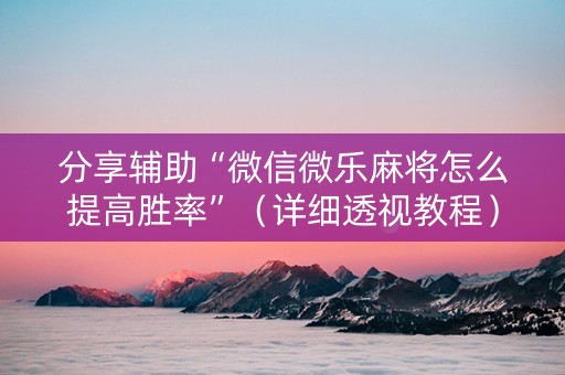 分享辅助“微信微乐麻将怎么提高胜率”（详细透视教程）-哔哩哔哩