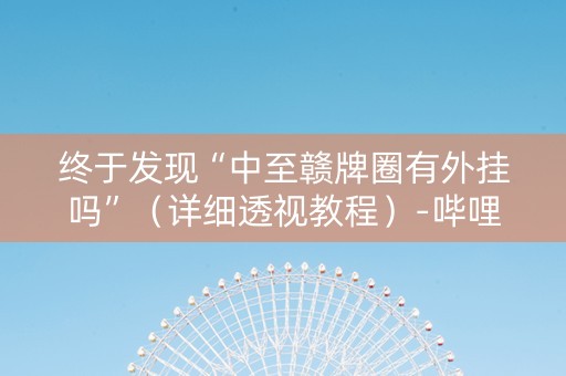 终于发现“中至赣牌圈有外挂吗”（详细透视教程）-哔哩哔哩