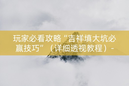玩家必看攻略“吉祥填大坑必赢技巧”（详细透视教程）-哔哩哔哩
