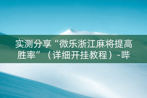 实测分享“微乐浙江麻将提高胜率”（详细开挂教程）-哔哩哔哩