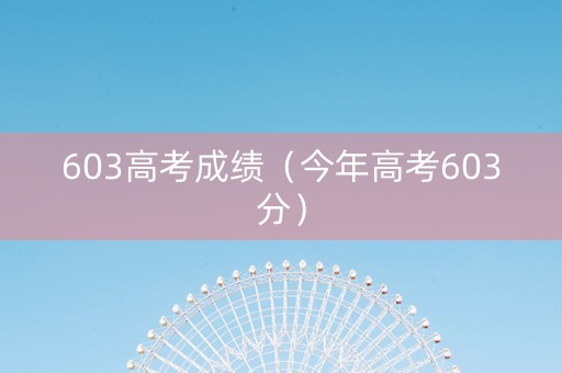 603高考成绩（今年高考603分）