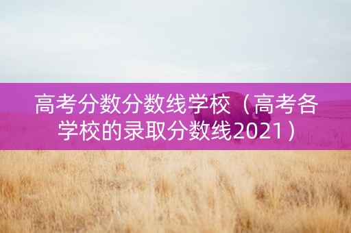 高考分数分数线学校（高考各学校的录取分数线2021）