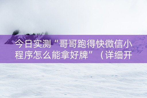 今日实测“哥哥跑得快微信小程序怎么能拿好牌”（详细开挂教程）-哔哩哔哩