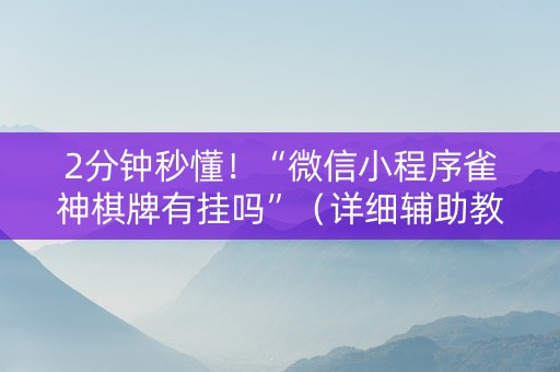 2分钟秒懂！“微信小程序雀神棋牌有挂吗”（详细辅助教程）-哔哩哔哩