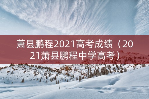 萧县鹏程2021高考成绩（2021萧县鹏程中学高考）
