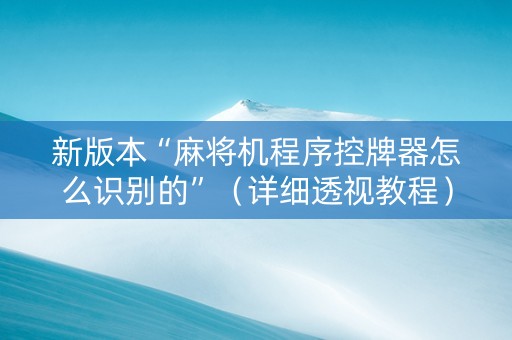 新版本“麻将机程序控牌器怎么识别的”（详细透视教程）-哔哩哔哩