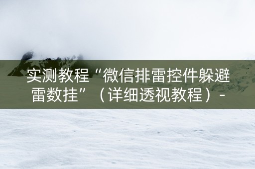 实测教程“微信排雷控件躲避雷数挂”（详细透视教程）-哔哩哔哩