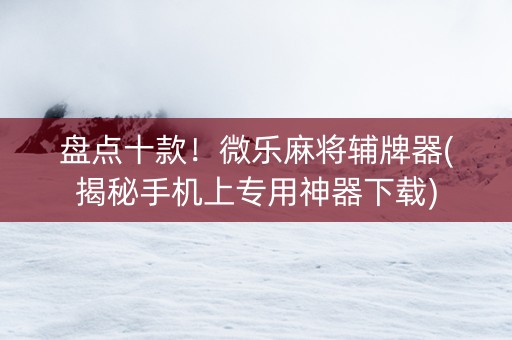 盘点十款！微乐麻将辅牌器(揭秘手机上专用神器下载)
