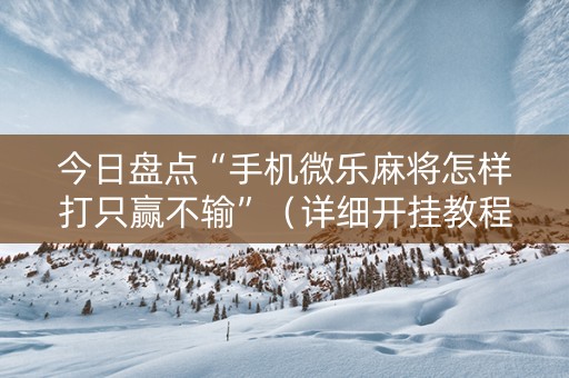 今日盘点“手机微乐麻将怎样打只赢不输”（详细开挂教程）-哔哩哔哩
