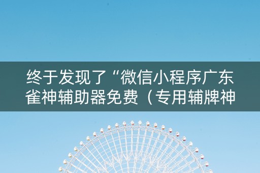 终于发现了“微信小程序广东雀神辅助器免费（专用辅牌神器免安装）
