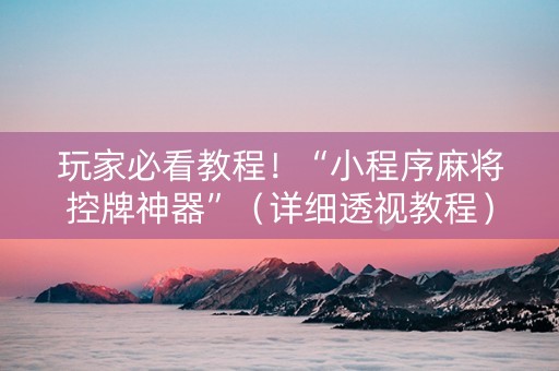 玩家必看教程！“小程序麻将控牌神器”（详细透视教程）-哔哩哔哩