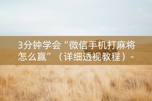 3分钟学会“微信手机打麻将怎么赢”（详细透视教程）-哔哩哔哩