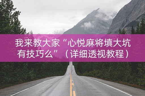 我来教大家“心悦麻将填大坑有技巧么”（详细透视教程）-哔哩哔哩