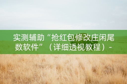 实测辅助“抢红包修改庄闲尾数软件”（详细透视教程）-哔哩哔哩