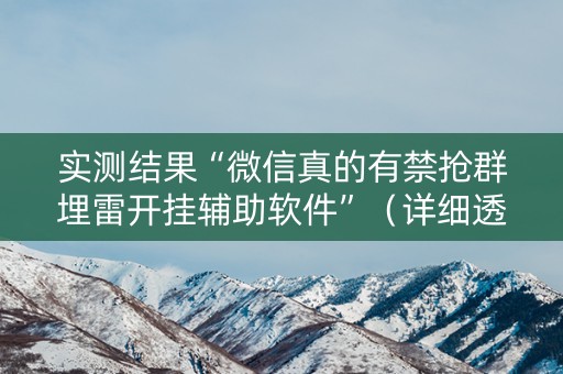 实测结果“微信真的有禁抢群埋雷开挂辅助软件”（详细透视教程）-哔哩哔哩