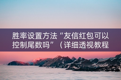 胜率设置方法“友信红包可以控制尾数吗”（详细透视教程）-哔哩哔哩