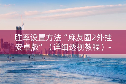 胜率设置方法“麻友圈2外挂安卓版”（详细透视教程）-哔哩哔哩