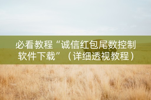 必看教程“诚信红包尾数控制软件下载”（详细透视教程）-哔哩哔哩