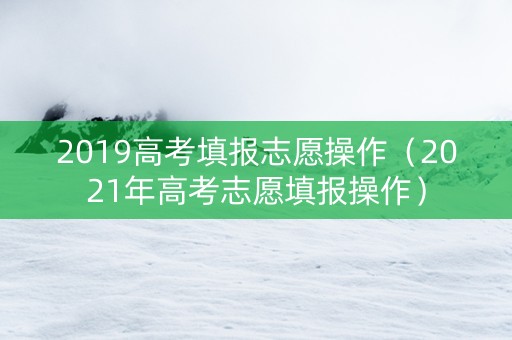 2019高考填报志愿操作（2021年高考志愿填报操作）