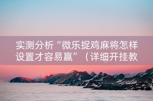 实测分析“微乐捉鸡麻将怎样设置才容易赢”（详细开挂教程）-哔哩哔哩