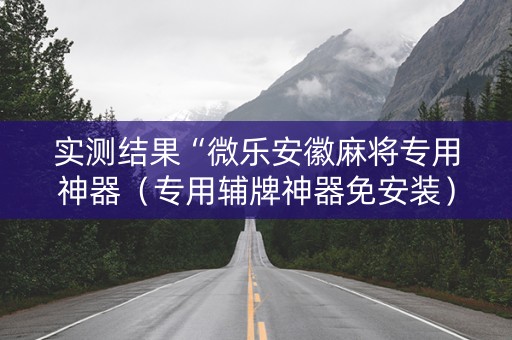 实测结果“微乐安徽麻将专用神器（专用辅牌神器免安装）