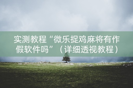 实测教程“微乐捉鸡麻将有作假软件吗”（详细透视教程）-哔哩哔哩