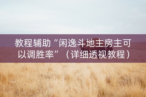 教程辅助“闲逸斗地主房主可以调胜率”（详细透视教程）-哔哩哔哩