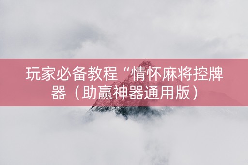 玩家必备教程“情怀麻将控牌器（助赢神器通用版）
