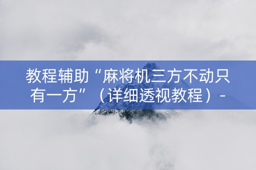 教程辅助“麻将机三方不动只有一方”（详细透视教程）-哔哩哔哩