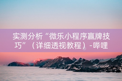 实测分析“微乐小程序赢牌技巧”（详细透视教程）-哔哩哔哩