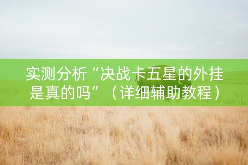 实测分析“决战卡五星的外挂是真的吗”（详细辅助教程）-哔哩哔哩
