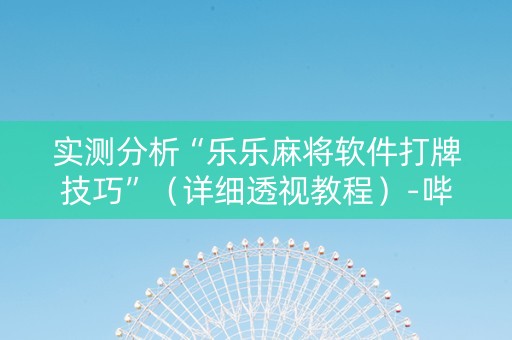 实测分析“乐乐麻将软件打牌技巧”（详细透视教程）-哔哩哔哩
