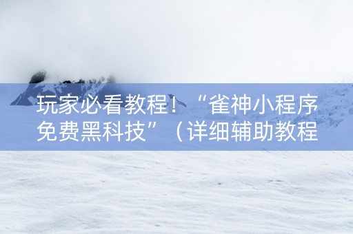 玩家必看教程！“雀神小程序免费黑科技”（详细辅助教程）-哔哩哔哩